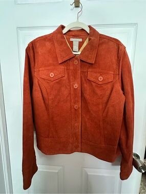 Women’s Fieldgear Suede Leather Button-Front Jacket in Orange/Rust Sz: XL GUC